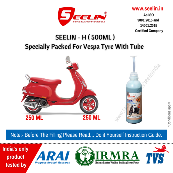 seelin H (vespa-500 ml )specially packed fro vespa tyre with tube