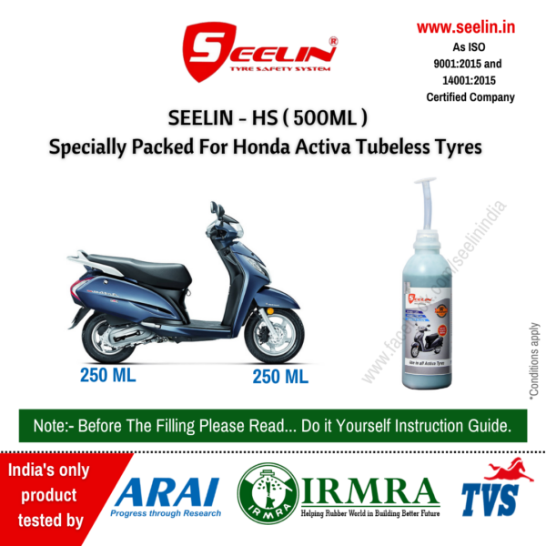 Seelin Hs(Honda Activa -700ml) Specially  Packed For  Honda Activa Tubless Tyres